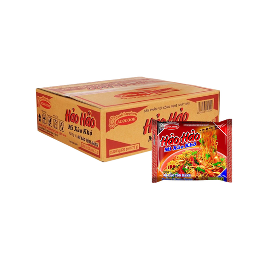 Hao Hao Instant Noodle Fried Onion and Shrimp Flavour 75g (Box of 30)