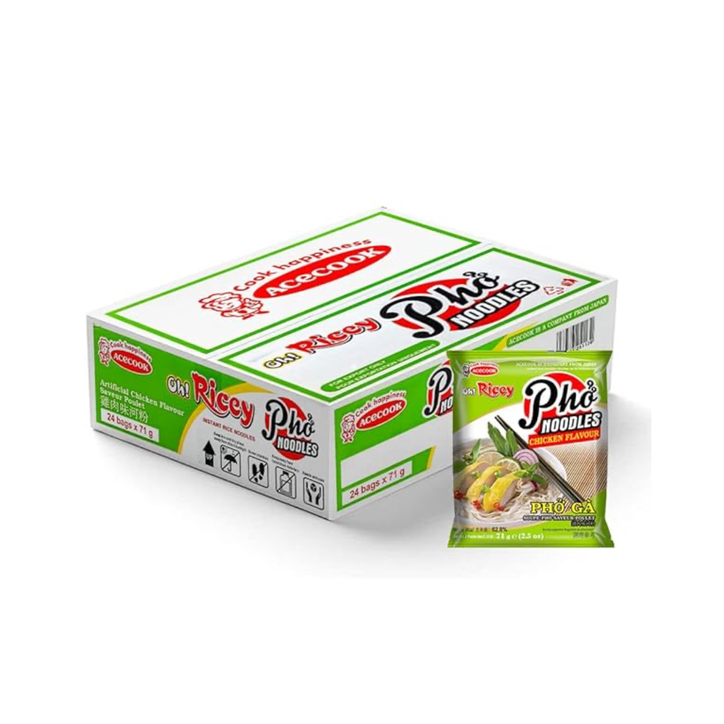 Oh! Ricey Instant Noodle Chicken Flavour 70g (Box of 24)
