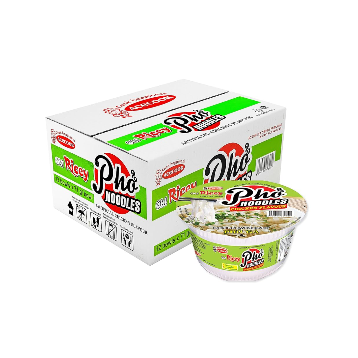 Oh! Ricey Instant Noodle Chicken Flavour 70g (Box of 12)