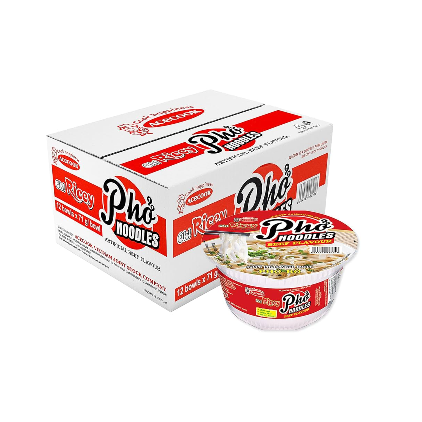Oh! Ricey Instant Noodle Beef Flavour 70g (Box of 12)