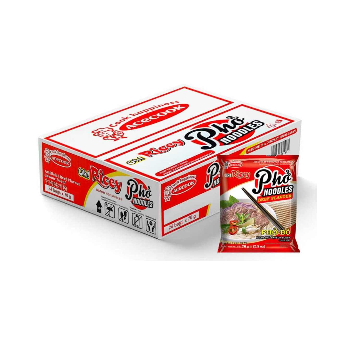Oh! Ricey Instant Noodle Beef Flavour 70g (Box of 24)