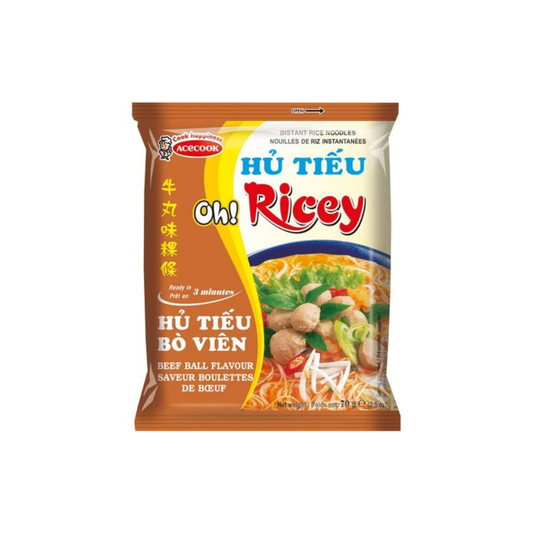 Oh! Ricey Instant Noodle Beef Ball Flavour 70g (Box of 24)