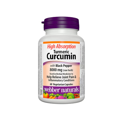 Webber Naturals Turmeric Curcumin, 8,000 mg of Raw Herb, 60 Capsules