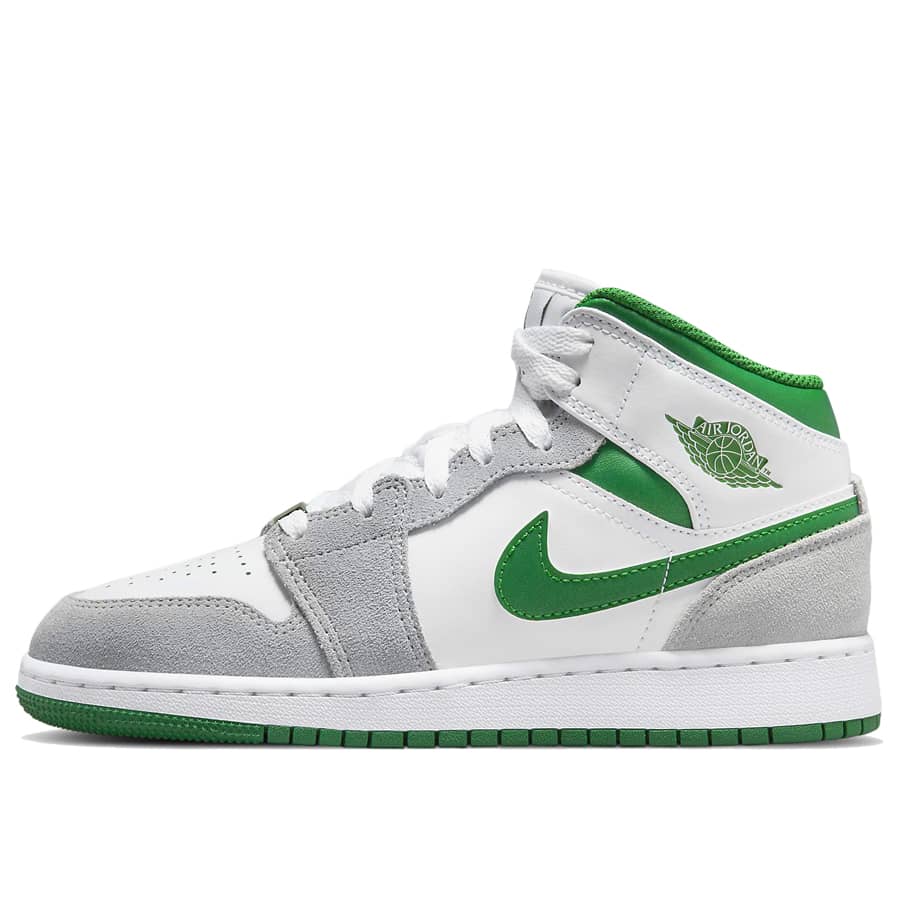 Air Jordan 1 Mid SE White Pine Green Smoke Grey GS K D Trading