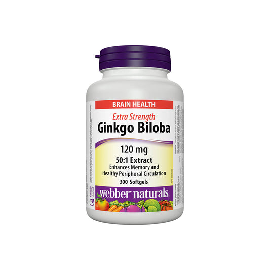 Webber Natural Ginkgo Biloba 120 mg, Extra Strength, 300 Softgels