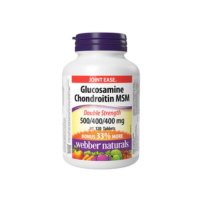 Webber Natural Glucosamine Chondroitin MSM 500/400/400 mg, Double Strength, 120 Tablets