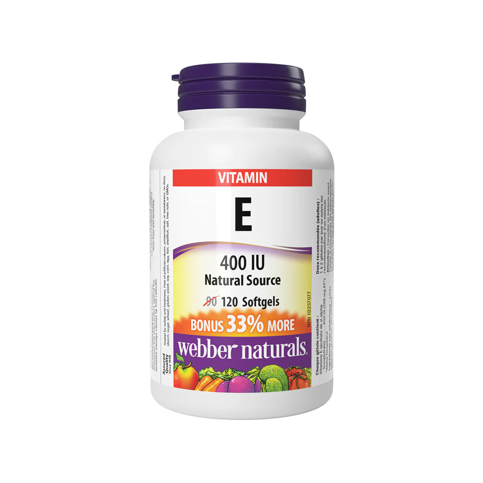Webber Naturals Vitamin E Natural Source Softgel, 400 IU-120 Softgels