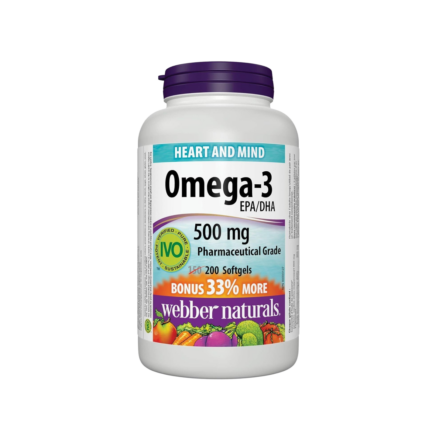 Webber Naturals Omega-3 500 mg, 200 Softgels
